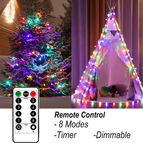 40ft 80 Mocalido Globe String Lights Battery Operated Outdoor, LEDs Hanging Lights with Remote, Warm White & Multicolor