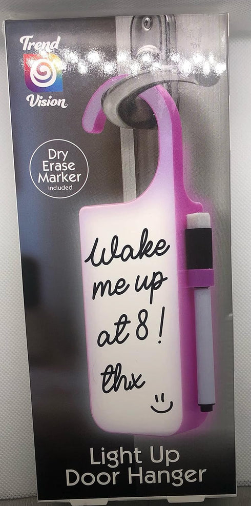 LED Light Up Door Hanger, Write Your Own Message with Dry Erase Marker