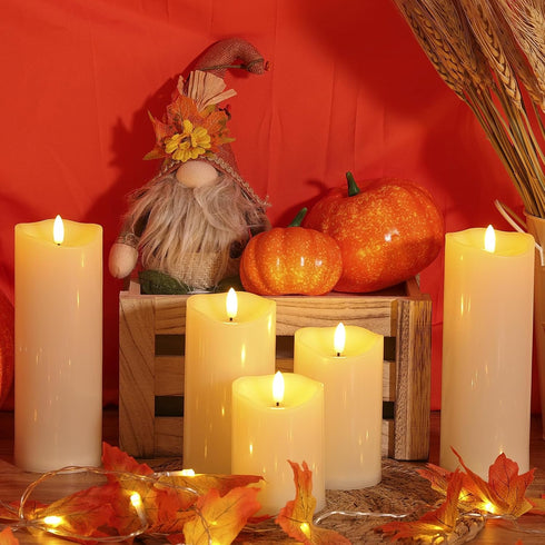 3 Pack NURADA Outdoor Flameless Candles with Remote Timer - Waterproof Realistic Flickering LED Pillar Electric Battery