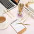 Zonon 15 Pieces Gold Metal Slim Ballpoint Pens, Bulk Retractable Metallic Black Ink Smooth Writing Pens