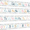 gisgfim 12 Pieces Alphabet Bulletin Board Strips Set, Boho Rainbow ABC Banner