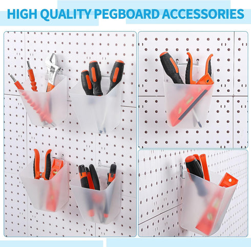 Uiifan 18 Set Pegboard Cups Kit, Plastic Pegboard Bins with Hooks and Label Stickers for DIY Tools Craft Storage