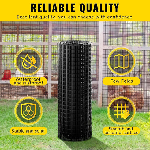 24'' 25' 1/2inch 19 Hardware Cloth PVC Coated Wire Mesh x Mesh Black Vinyl Coated Fence Chicken Wire Fencing Gauge