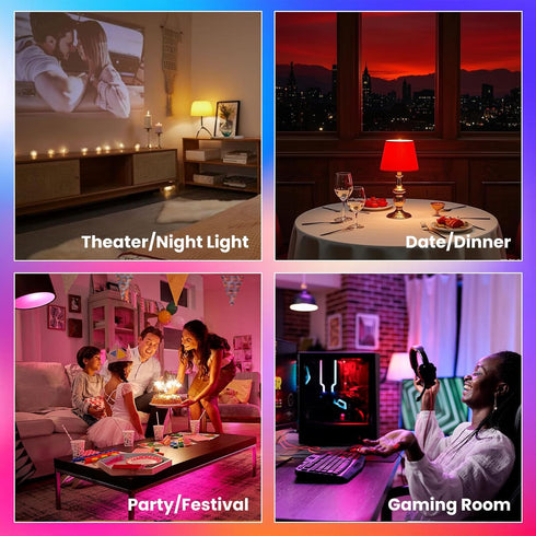 B10 Bulb E26 Bulb 3W B10 Bulb (2-Pack) Luxvista RGB LED Light - Color Changing LED - RGB+Daylight+Warm White