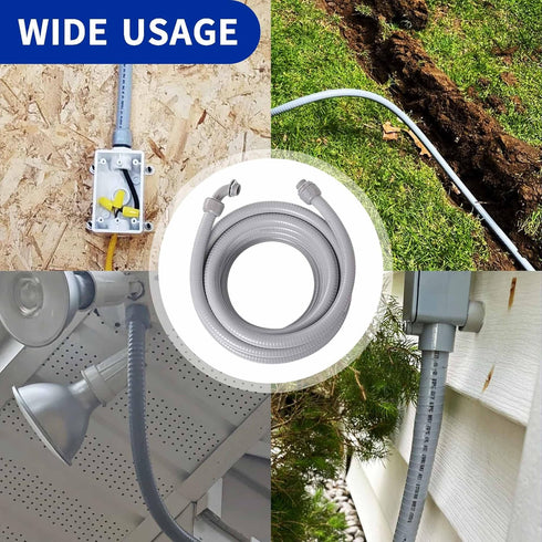 Yariwiz Flexible Electrical Conduit Kit (3/4" Dia * 25 Feet) with 3 PCS Coupling, 3 PCS Elbow, 7 PCS Strap, Liquid