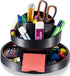Officemate Deluxe Rotary Organizer, 16 Compartments, Black, Recycled (26255)