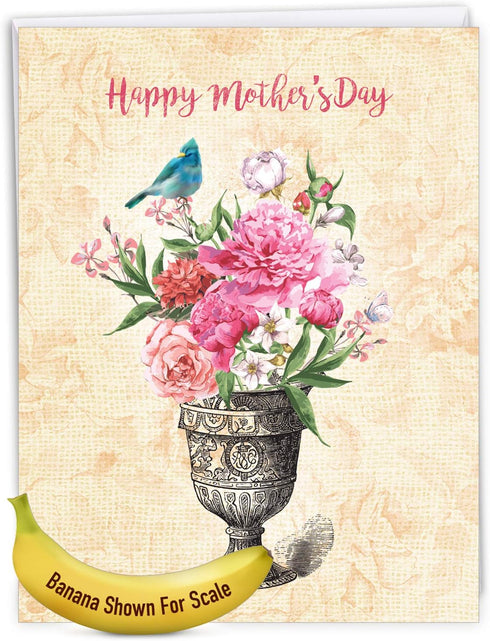 The Best Card Company Big Mother's Day Card, 8.5 x 11 Inch, Floral Card for Mom, Beautiful Flowers