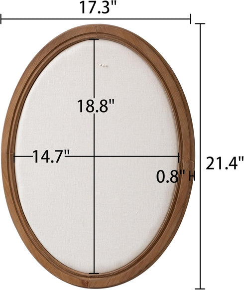 SOFE Oval Framed Linen Bulletin Board, 21 x 17 Inches, Unique Fabric Pin Board for Office Home School with Pins