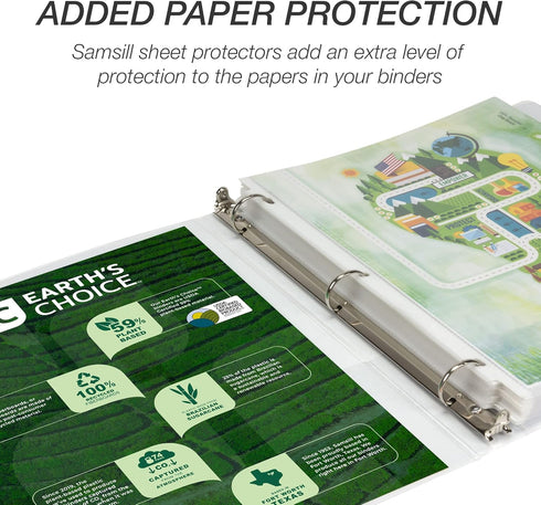 Samsill Plant-Based 1 Inch Durable Round Ring View Binder - Eco-Friendly, Made in USA, Single, White