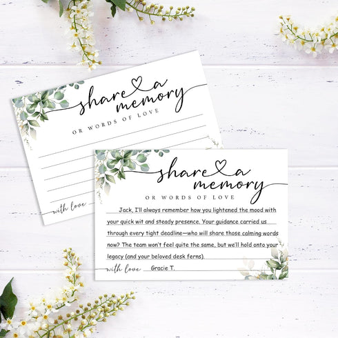 50 -A01 Share A Memory Card for Celebration Of Life - Pcs Memorial Cards, Memory Box for Graduation Wedding, Funeral