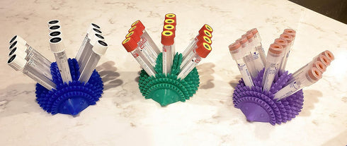Test Tube Rack for 13mm Tubes, Holds 12 Tubes, Fun Hedgehog Design (Grape)