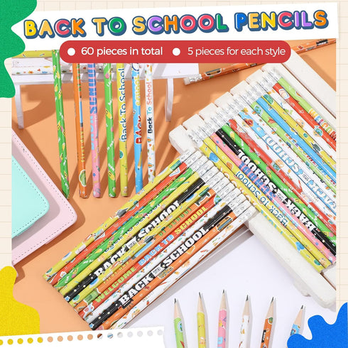 Ctosree Welcome Back to School Pencils, Unsharpened HB Pencils with Eraser, Bulk Pencils for Classroom Supplies