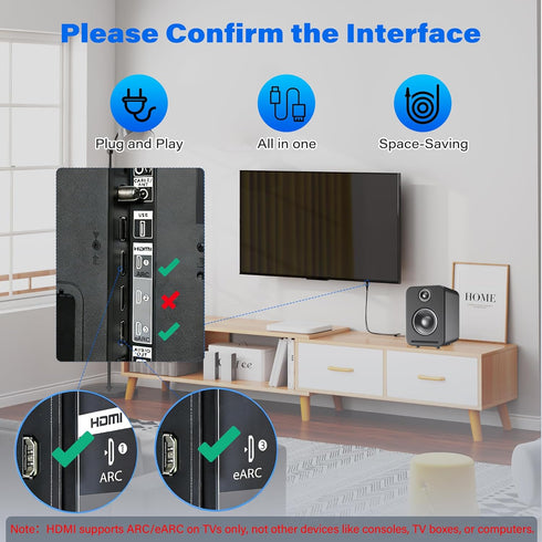 192KHz 4 Unidirectional HDMI ARC/eARC to Optical Toslink SPDIF Audio Extractor Splitter Converter Cable Ft, USB Powered