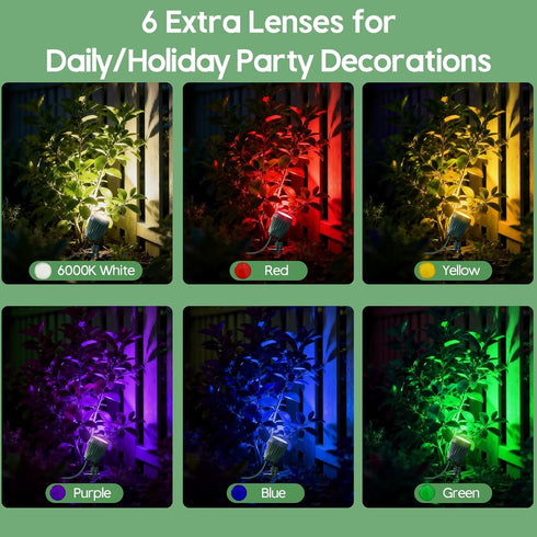BYQY Outdoor,120V Control,6000K 5 (Red,Yellow,Green,Blue,Purple),IP67 Waterproof,1 Pack Spotlights Plug-in Halloween