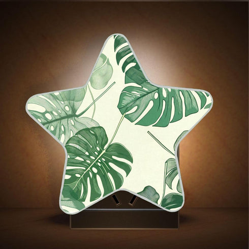 Burbuja 0.2W Monstera Leaves LED Night Light Plug into Wall Star-Shaped Nightlight Dusk to Dawn Auto Sensor for Bedroom