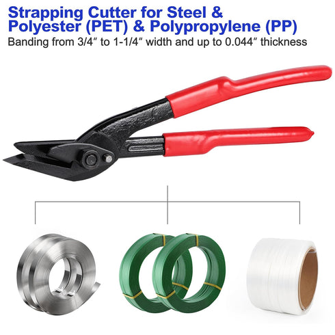 UpJiaFlarish 12" Strapping Cutter for Steel & PET & PP Strapping, Heavy-Duty Metal Banding Tool with Wide Blade