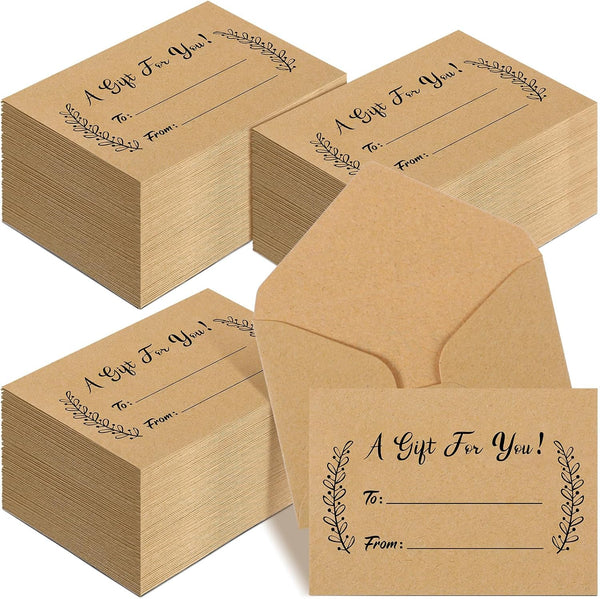 Gueevin 600 Pcs Mini Gift Card Envelopes, Holiday Gift Card Sleeves for Note Mailing, 3.69 x 2.69 in (Kraft Paper)