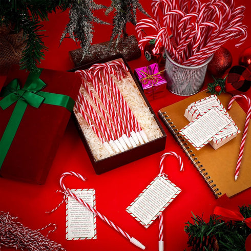 Zhanmai 121 Pcs Candy Cane Meaning Story Gifts Set - 60 Pcs Religious Cards and 60 Pcs Candy Cane Pens