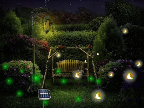 Wskvlcg 9 (2 Pack) Solar Powered Firefly Lights, LED Automated Pulsating String Chasing Firefly Lights Lantern Solar
