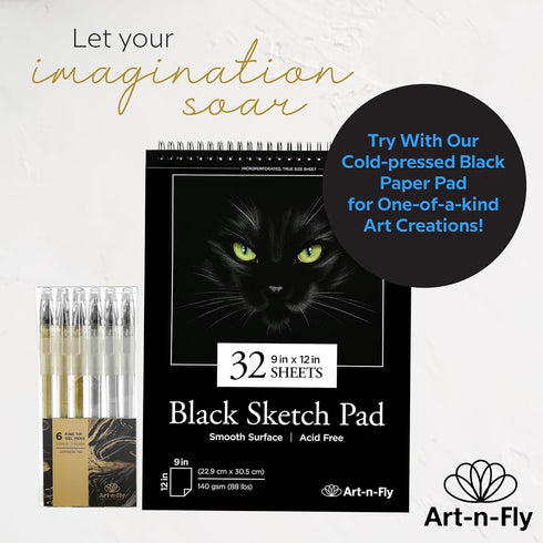 Gold & Silver Gel Pen for Artist, 0.7mm Fine Point, Gold Ink Pen with Japanese Ink, 6 PACK