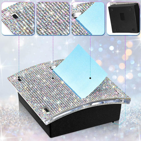 Rhinestone Self Stick Note Pad Holders, 4 x 4 Inches Memo Note Holder Dispenser for Office Home Classroom Supplies (AB
