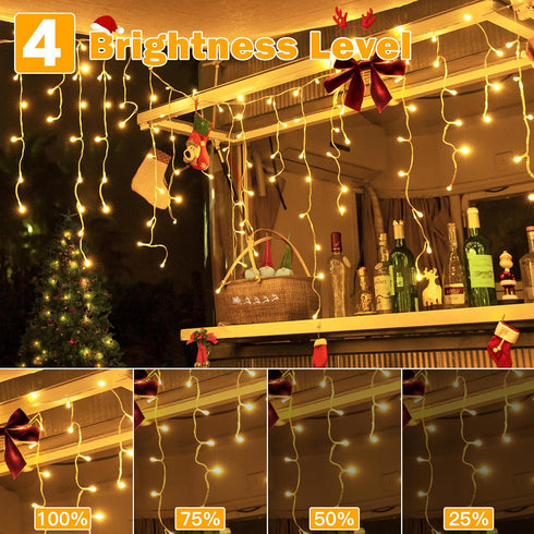 720LED 60FT, 8 Dimmable, Ollny Icicle Lights for Outside Warm White Christmas Lights with Remote Modes Waterproof
