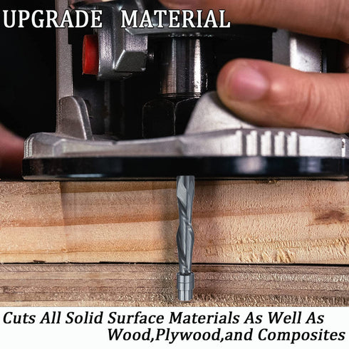 1/4-Inch Spiral Flush-Trim Router Bits, Solid Carbide Flush Trim Router Bit Shank Spiral Flush Trim Down Cut from