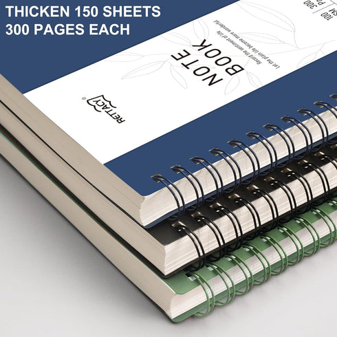 RETTACY Bullet Dotted Journal - B5 Dotted Grid Spiral Notebook with 300 Pages, 100 GSM Premium Acid-Free Paper, Bullet Journaling, Sketching, Twin-Wire Binding, 7.48" × 10.15" (Navy Blue)