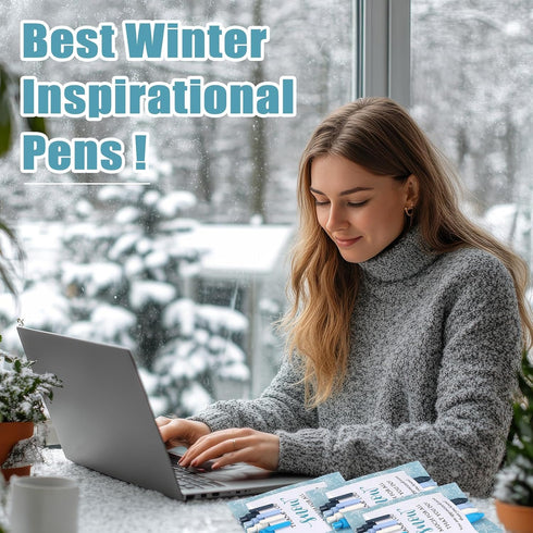 Sayglossy 150 Pcs Winter Snowflake Ballpoint Pens Gifts Bulk Employee Appreciation Gifts Inspirational Pens with Thank