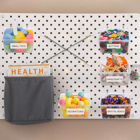 Patelai 8 Packs Pegboard Bins with Hooks and Labels, DIY Accessories Workbench Bins for Organizing Hardware, Garage