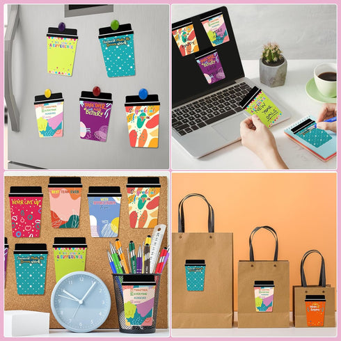 Kosiz 30 Set Employee Appreciation Coffee Cup Notepad Bulk, Motivational Notes with Ballpoint Pens for Teacher Gifts