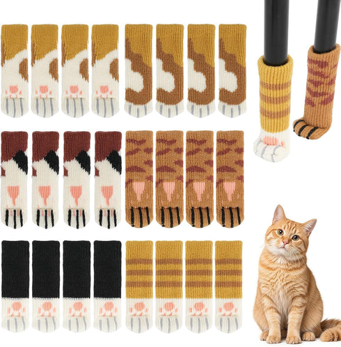 HAIJSEVR 24Pcs Cat Paw Chair Leg Floor Protectors for Hardwood Floors, High Elastic