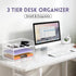SUPEASY 3 Tier Paper Organizer with Handle, Mesh Desk Organizer Letter Tray, Paper Tray Organizer File Organizer for A4 File Folder, White by SUPEASY