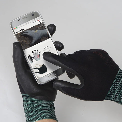 DEX FIT Nitrile Coated Work Gloves FN330-3D, Comfort Stretchy Fit, Firm Grip, Thin & Lightweight, Touchscreen Fingers,