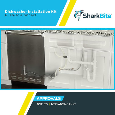 SharkBite 1/2 Inch Push to Connect x 3/4 Inch FHT Dishwasher Installation Kit, 60 Inch