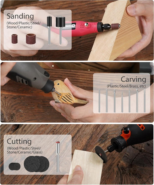 HARDELL 227pcs Rotary Tool Accessories Kit, 1/8"(3.2mm) Diameter Shanks, Universal Fitment for Cutting, Polishing,