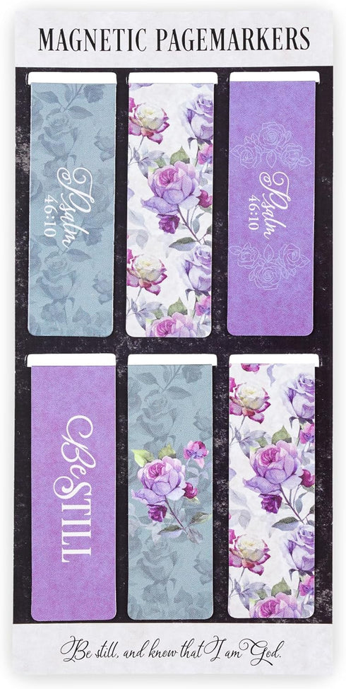 Christian Art Gifts Magnetic Scripture Bookmark Set of 6 for Women - Psalm 46:10
