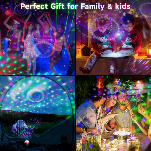 2-Pack memzuoix Portable Mini Disco Ball Light for Party, RGB DJ Strobe Light with Remote Control and USB Cable, Sound