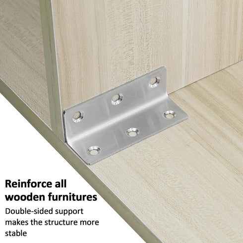 10 Pack 3.2" L Bracket, Heavy Duty Corner Brace, Metal Shelf Bracket Angle Bracket for Shelves, Polished Silver
