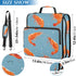 Fisyme 3 Sea Shrimp Blue Zipper Binder Ring with Zipper and Shoulder Strap Large Capacity Multi-Pocket Binder Organizer