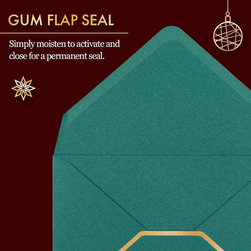 Invitation Envelopes, 100-Pack 5x7 for Invitations, Gold Foil Bordered A7, Christmas Colors