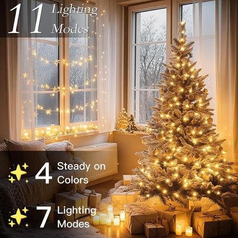 66FT 200 11 LED Christmas Tree Lights, Bright Warm White to Multicolor Outdoor Christmas String Lights for House, Fairy
