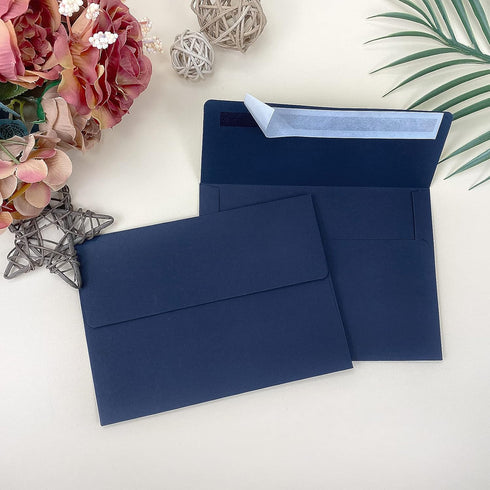 Navy Blue A6 Envelopes for Invitations, 4x6 Self Seal Envelopes for Weddings, Greeting Cards, Baby Showers (4.75 x 6.5