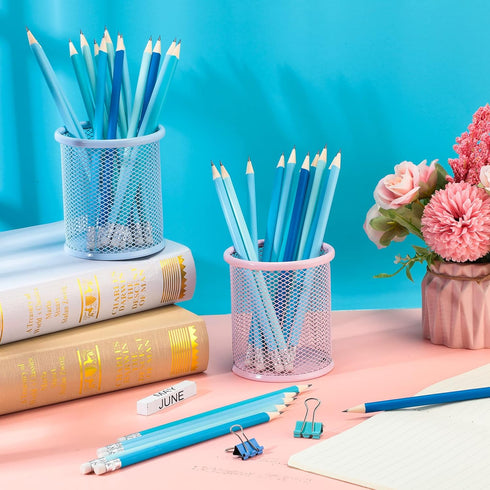 CHENGU 36 Pack Coastal Blue Pencils with Eraser, Cute Erasable Checking Wooden Pencils for Teens Adults