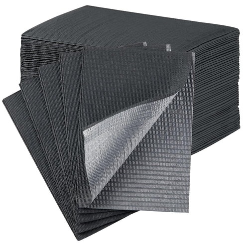 JMU Black Dental Bibs, 3-Ply Disposable Dental Bibs Waterproof Tattoo Bibs for