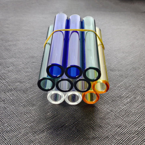 Colorful 3 Inches Long Glass Tubes, 10 Pieces, 5 Colors, 12 mm OD