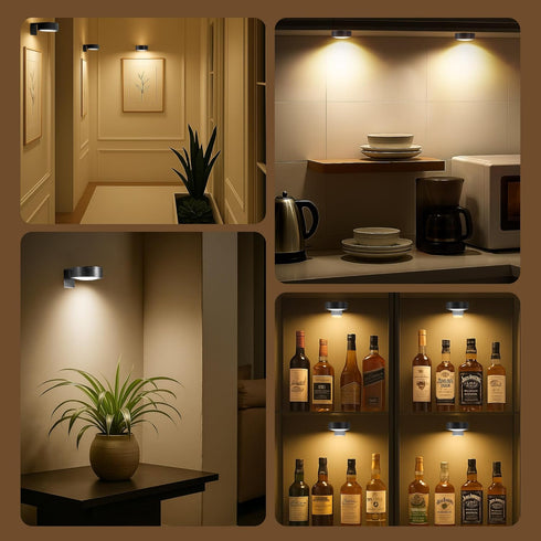 Kandicyar 6Pcs Dimmable 3 Picture Lights for Wall Battery Operated, Magnetic Led Painting Light with Remote and Timer