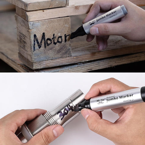 4 Pack, Mr. Pen- Jumbo Permanent Markers, Black, Chisel Tip, Wide Tip, Large, Thick Permanent Markers for Canvas