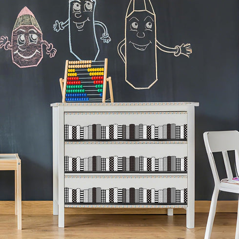 65.6 FYSUIMU Ft Back to School Bulletin Board Border Black White Book Bookshelf Die Cut Border Trim Roll for First Day