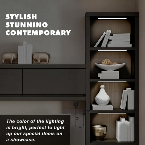 4x12 Inch 6000K JUSJUBR Black Shell Display Case Lights, LED Lights for Display Case with Memory Function, Bookshelf